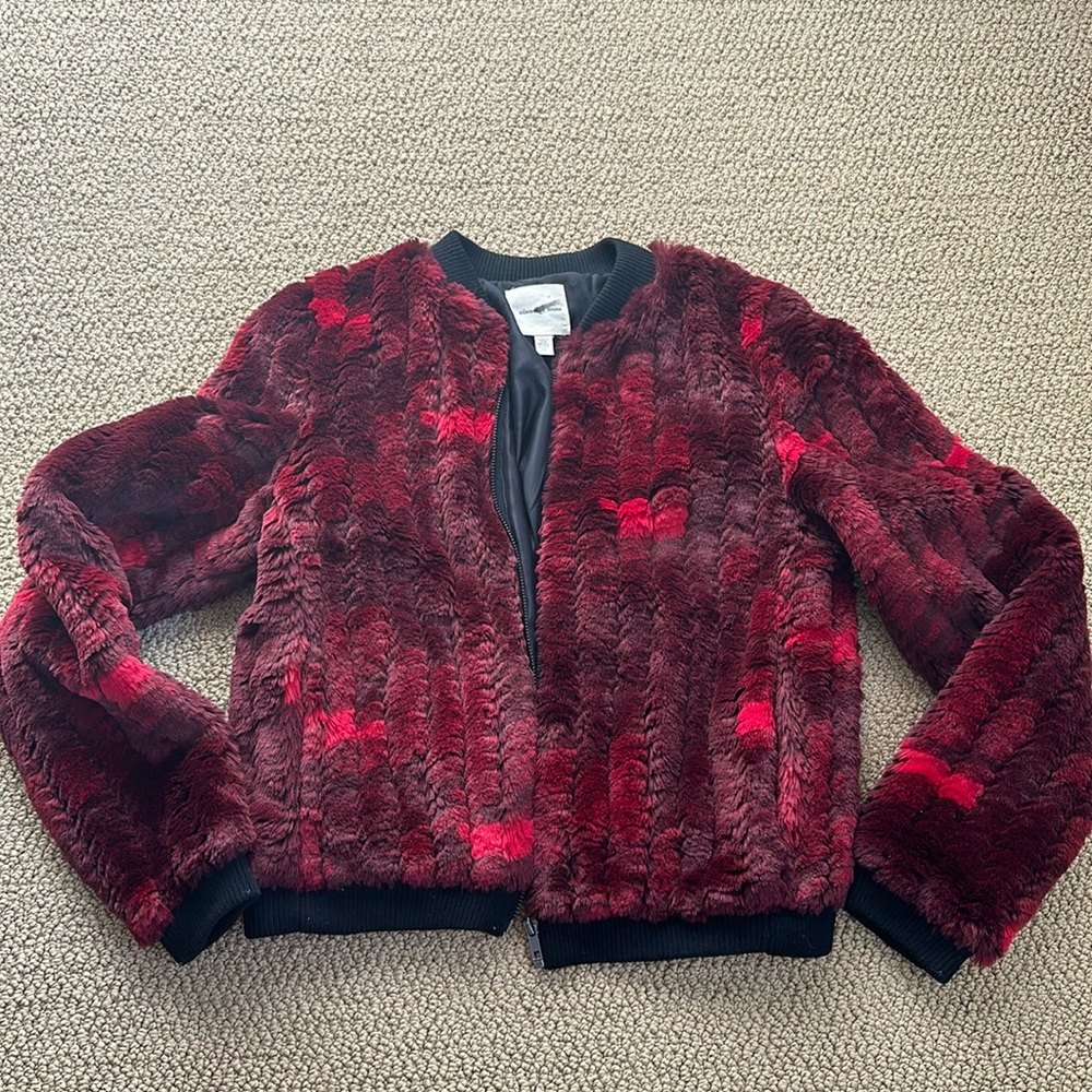 Silence & Noise faux fur bomber jacket size M